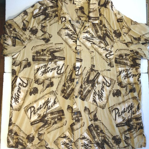 Men's Short Sleeve Panama Jack Hawaiian Shirt Rum Bottles Camp Shirt XXXL 3XL - Picture 2 of 8
